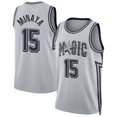 Justin Minaya Men's Swingman Orlando Magic Silver 2024/25 City Edition Jersey